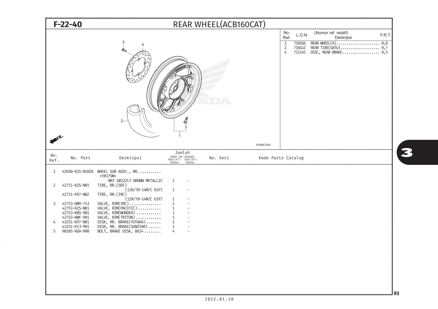 F22-40 - BÁNH MÂM SAU (ABS) - HONDA VARIO 160 (K2S)