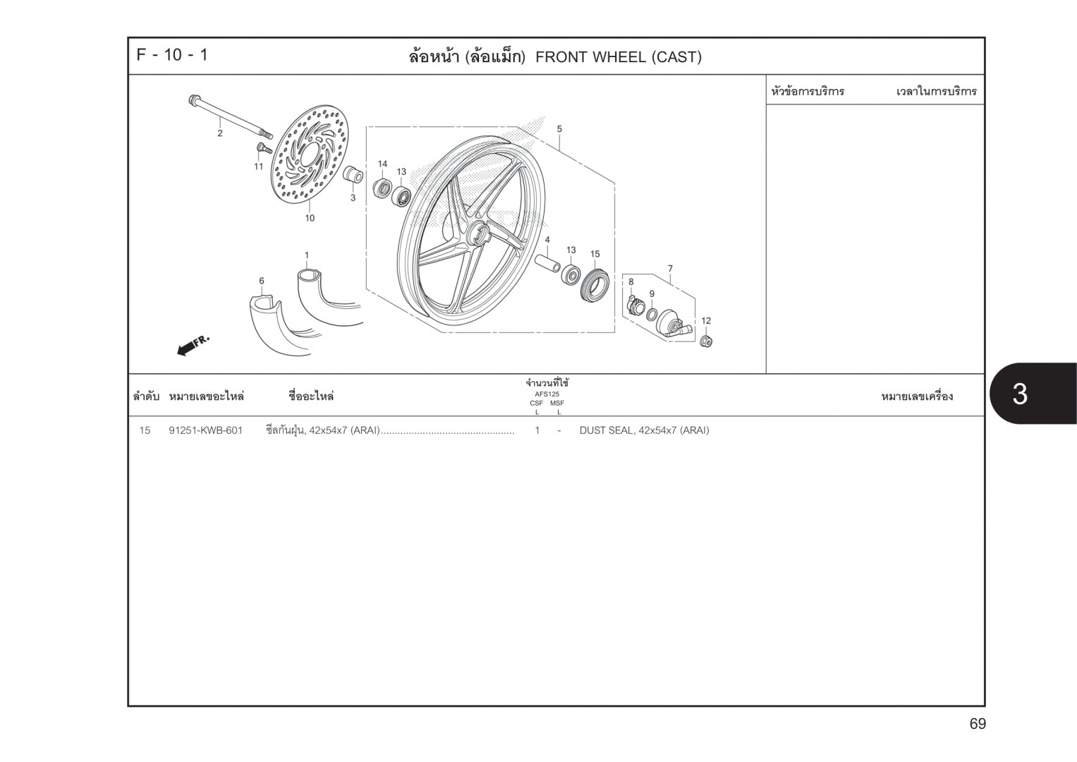 F10-1 - BÁNH MÂM TRƯỚC (ĐÚC) - HONDA WAVE 125I (K73)