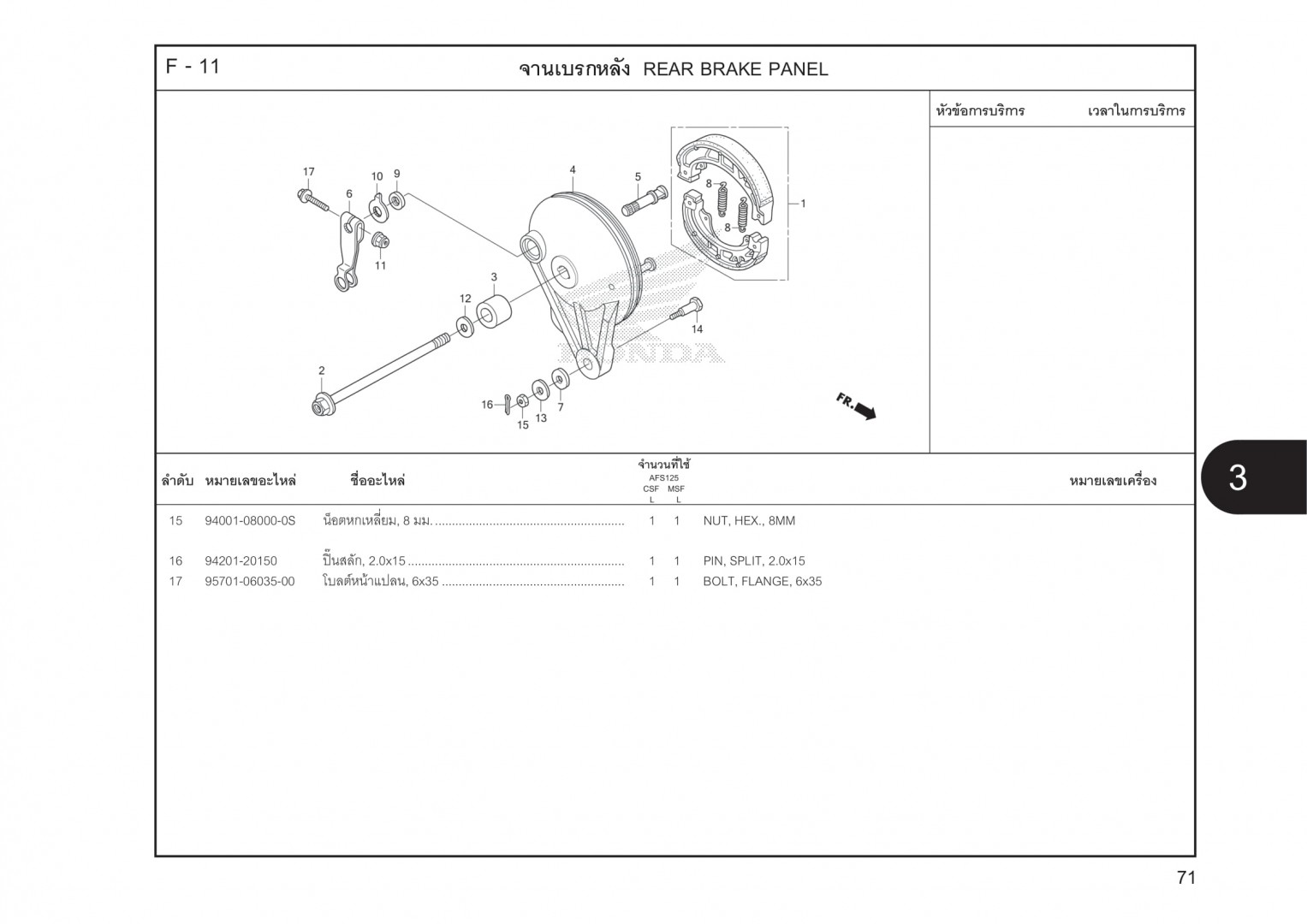 F11 - ĐÙM THẮNG SAU - HONDA WAVE 125I (K73)