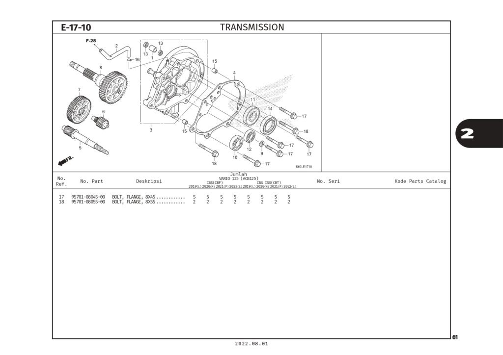 E17-10 - BỘ TRUYỀN ĐỘNG - HONDA VARIO 125 (K2V)