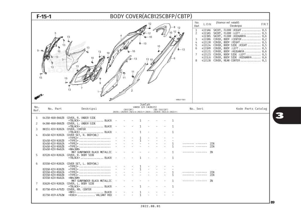 F15-1 - BỘ NHỰA PHÍA SAU - HONDA VARIO 125 (K2V)