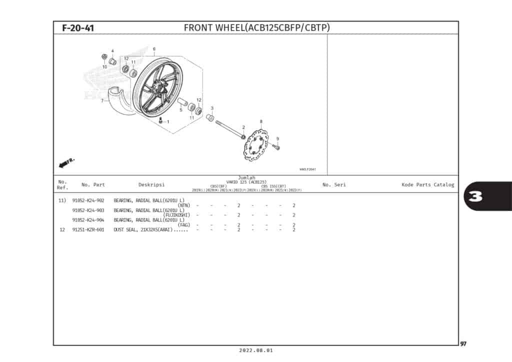 F20-41 - BÁNH MÂM TRƯỚC - HONDA VARIO 125 (K2V)