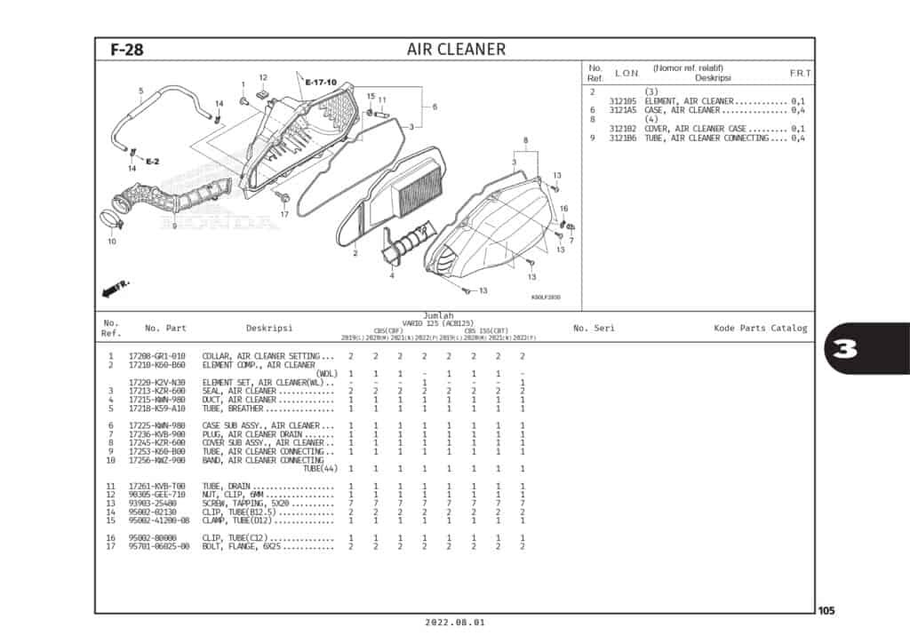 F28 - BỘ LỌC GIÓ - HONDA VARIO 125 (K2V)