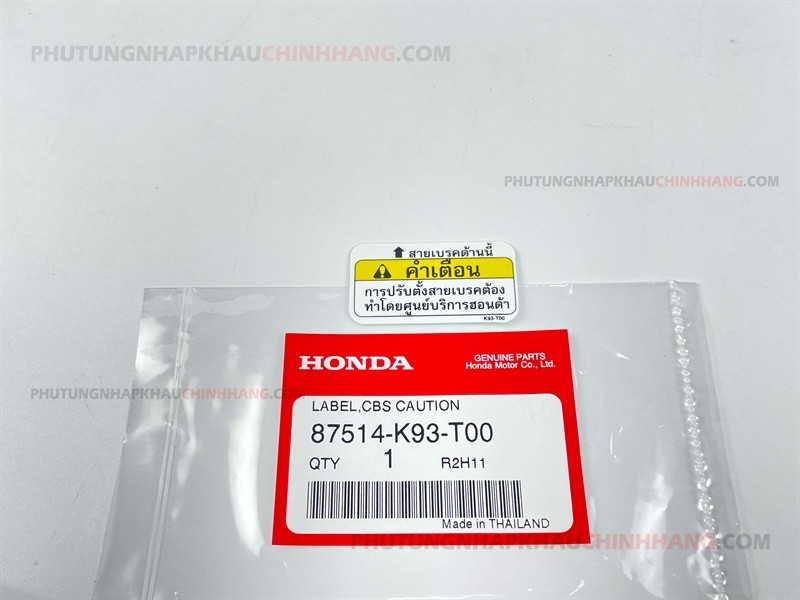 Tem cảnh báo Combi Brake Honda Thailand 87514-K93-T00