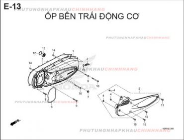 E13 – ỐP BÊN TRÁI ĐỘNG CƠ – HONDA SH 125-160 (K0R-K0S)