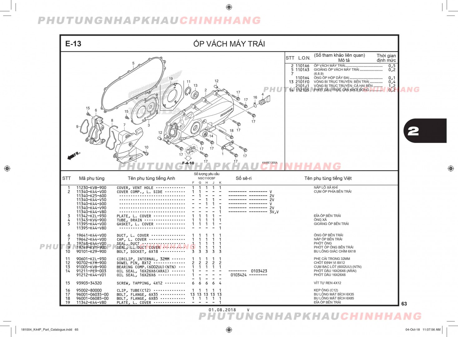 E13 - ỐP VÁCH MÁY TRÁI - HONDA VISION 110 (K44)