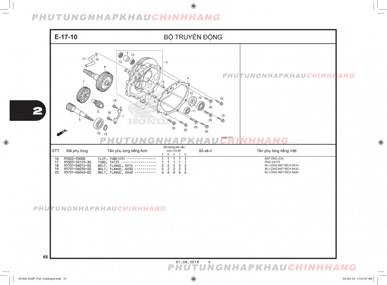 E17-10 - BỘ TRUYỀN ĐỘNG - HONDA VISION 110 (K44) 