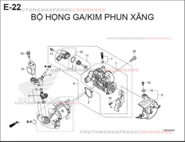 E22 – BỘ HỌNG GA KIM PHUN – HONDA AIR BLADE 125-160 (K3A-K2Z)