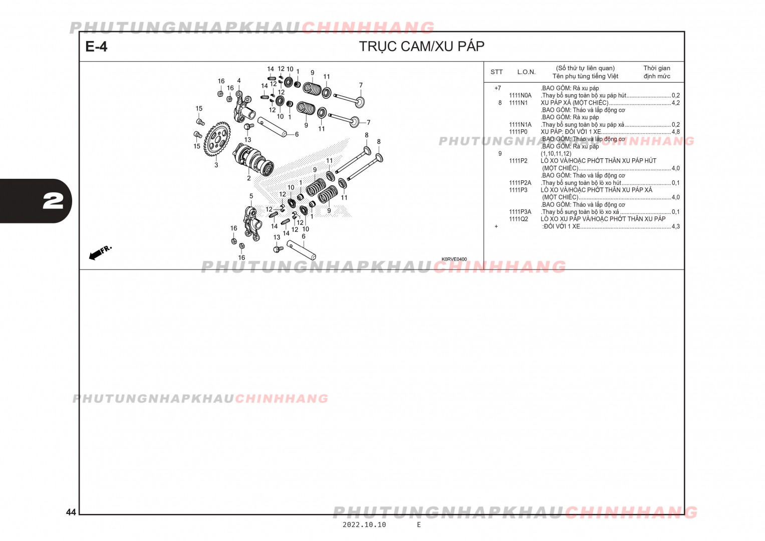 E4 - TRỤC CAM XU PÁP - HONDA SH 125-160 (K0R-K0S) 2