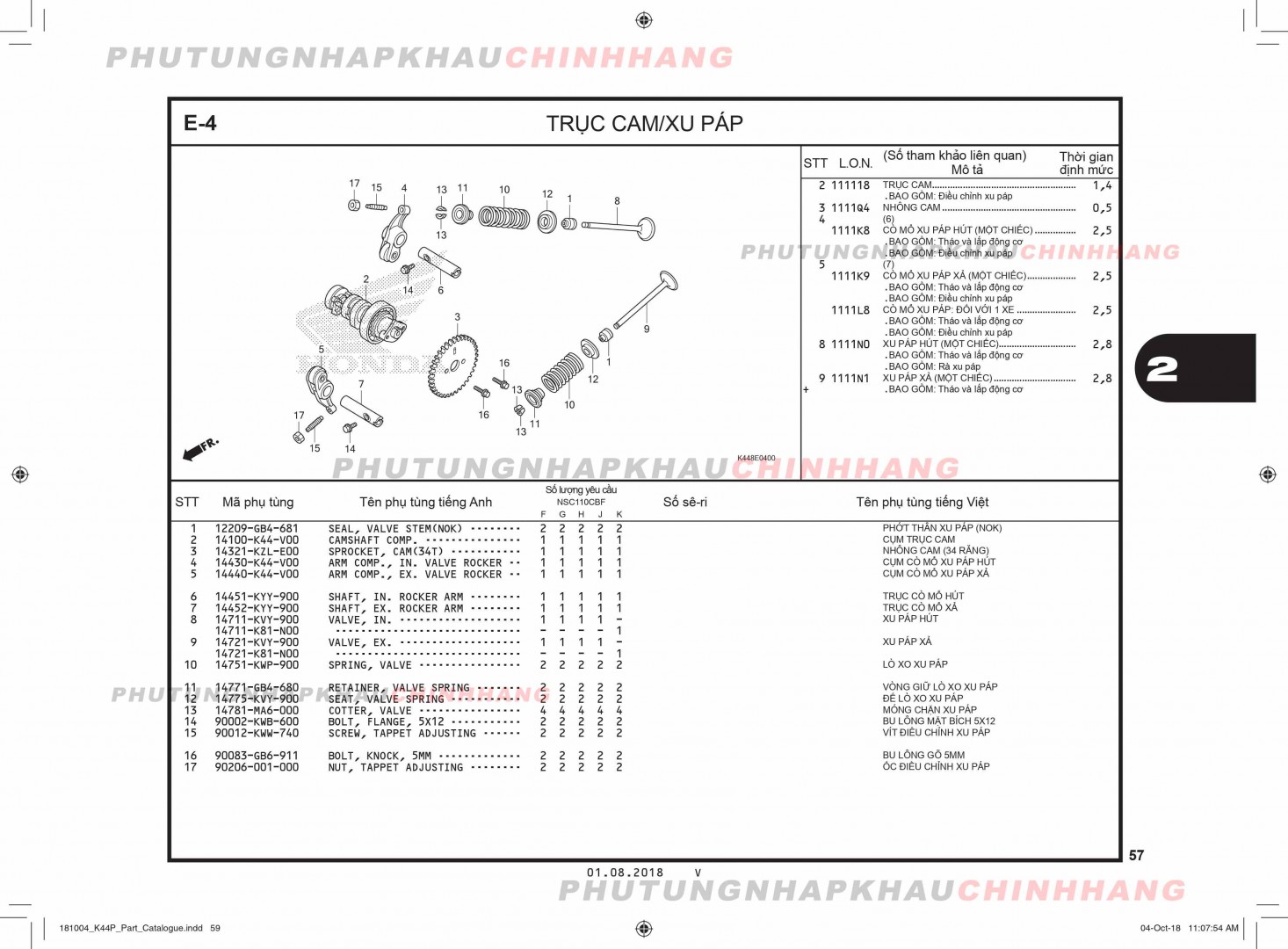 E4 - TRỤC CAM XU PÁP - HONDA VISION 110 (K44)