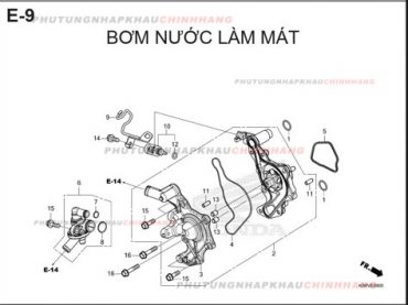 E9 – BƠM NƯỚC LÀM MÁT – HONDA SH 125-160 (K0R-K0S)