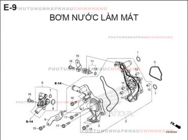 E9 – CỤM BƠM NƯỚC – HONDA AIR BLADE 125-160 (K3A-K2Z)