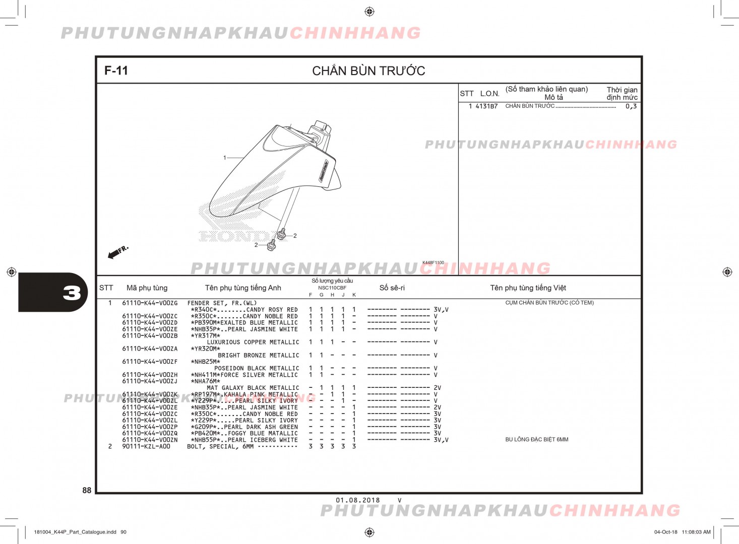 F11 - CHẮN BÙN TRƯỚC - HONDA VISION 110 (K44)