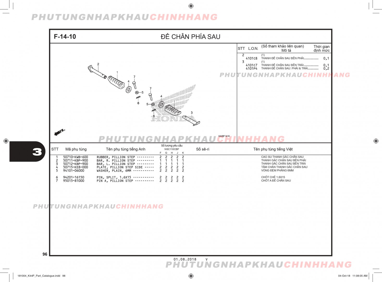 F14-10 - ĐỂ CHÂN PHÍA SAU - HONDA VISION 110 (K44)