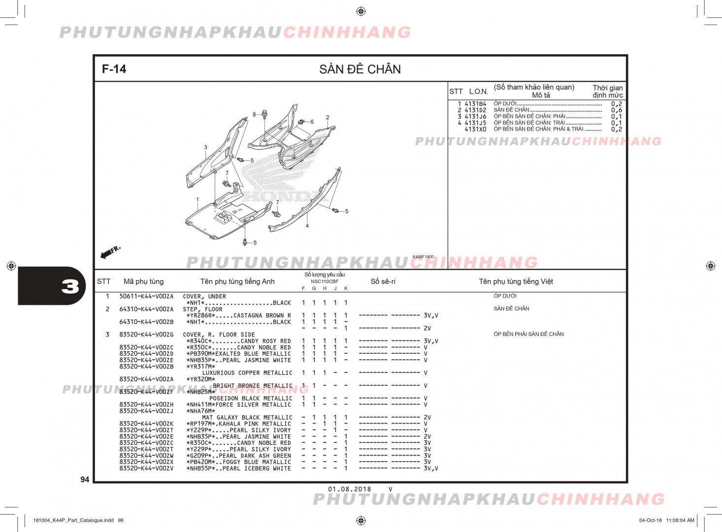 F14 - SÀN ĐỂ CHÂN - HONDA VISION 110 (K44)