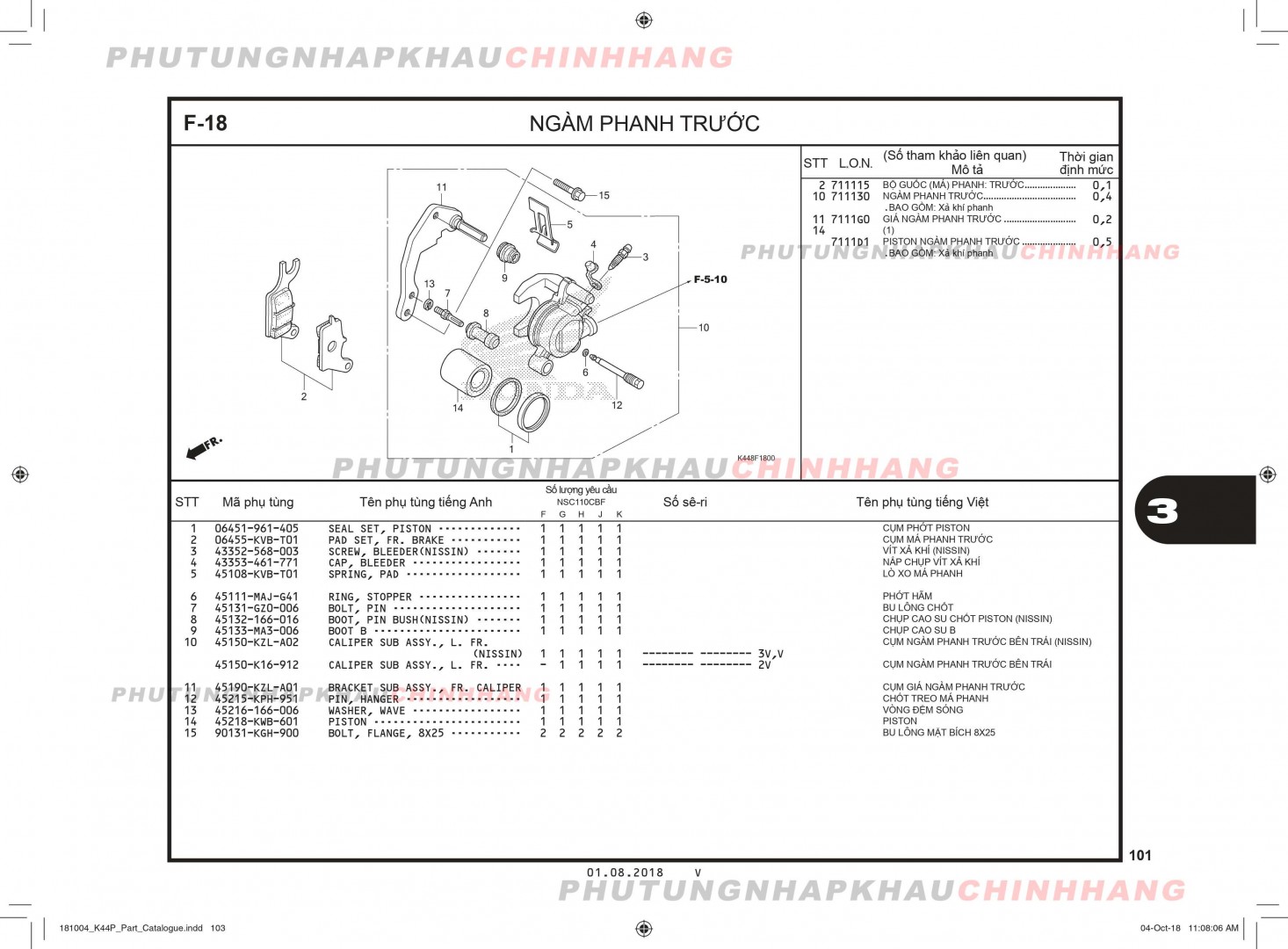 F18 - NGÀM PHANH TRƯỚC - HONDA VISION 110 (K44)