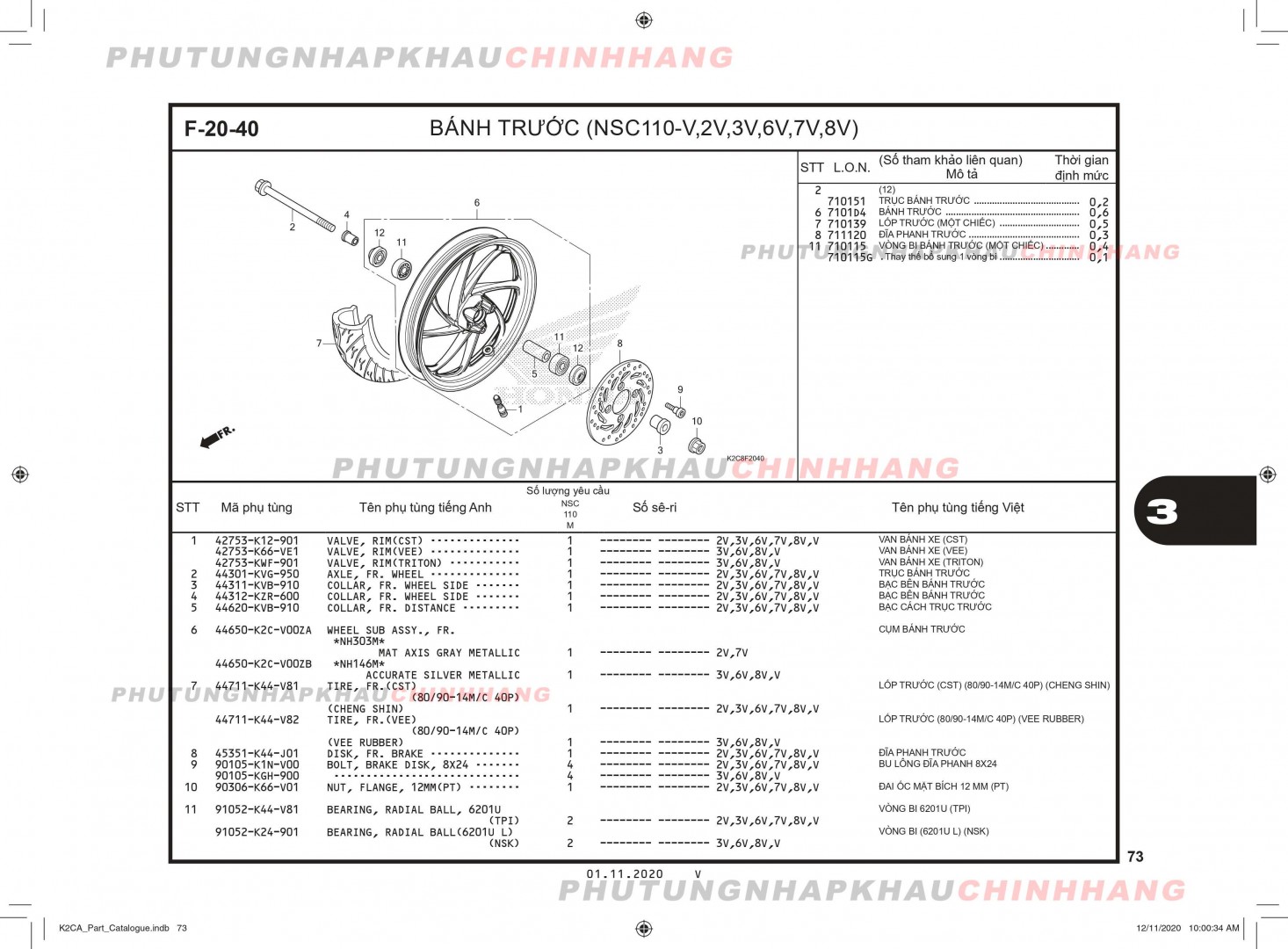 F20-40 - BÁNH TRƯỚC - HONDA VISION 110 (K2C)