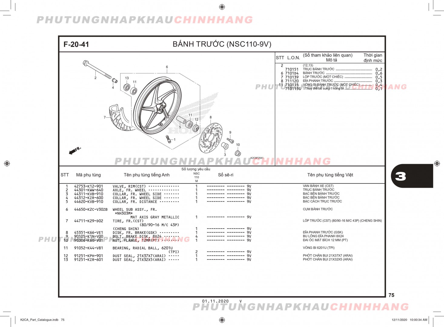 F20-41 - BÁNH TRƯỚC - HONDA VISION 110 (K2C)