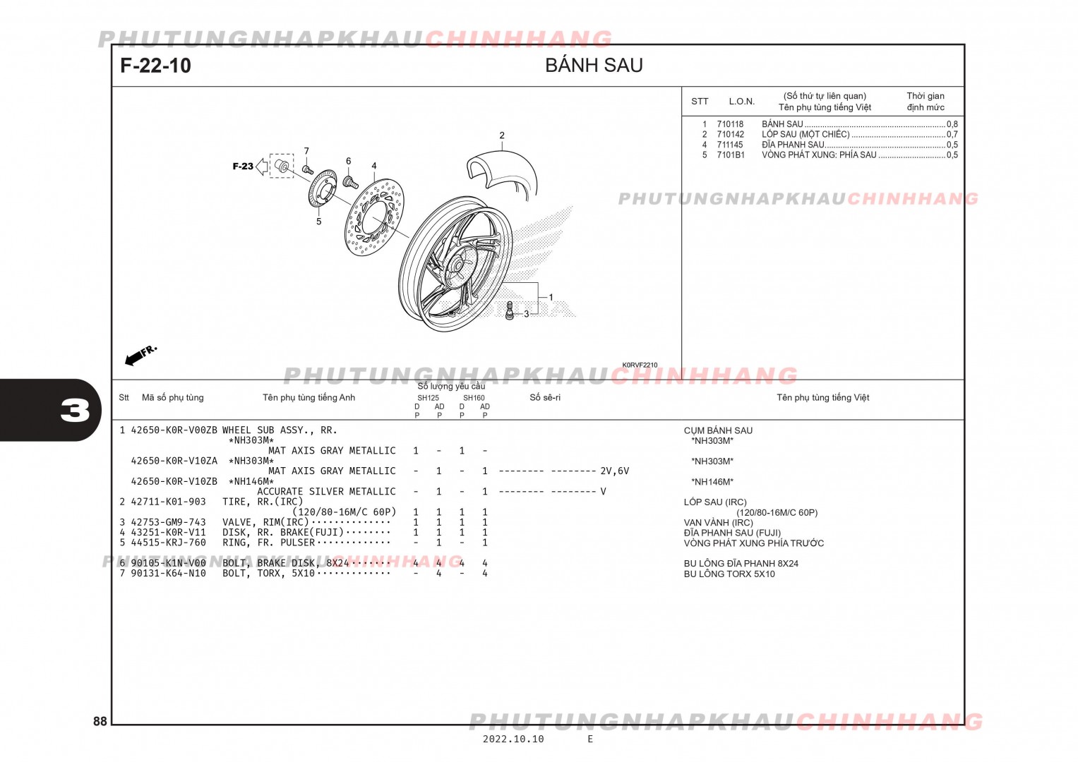 F22-10 - BÁNH SAU - HONDA SH 125-160 (K0R-K0S)