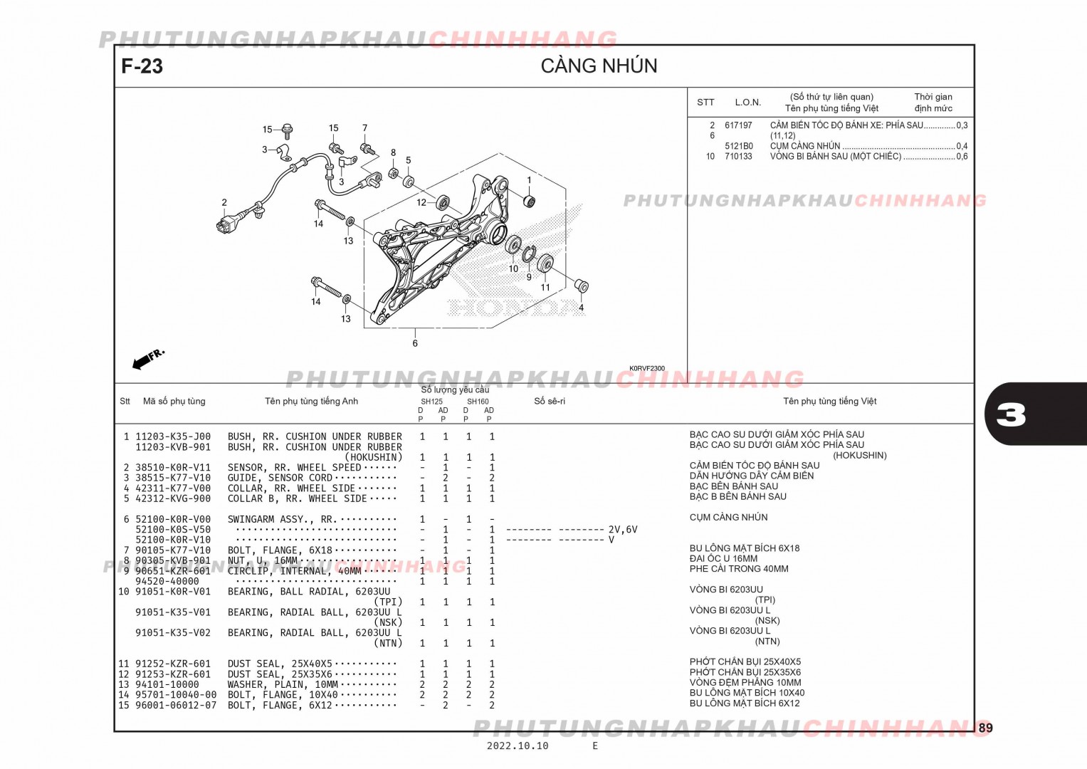 F23 - CÀNG SAU - HONDA SH 125-160 (K0R-K0S)