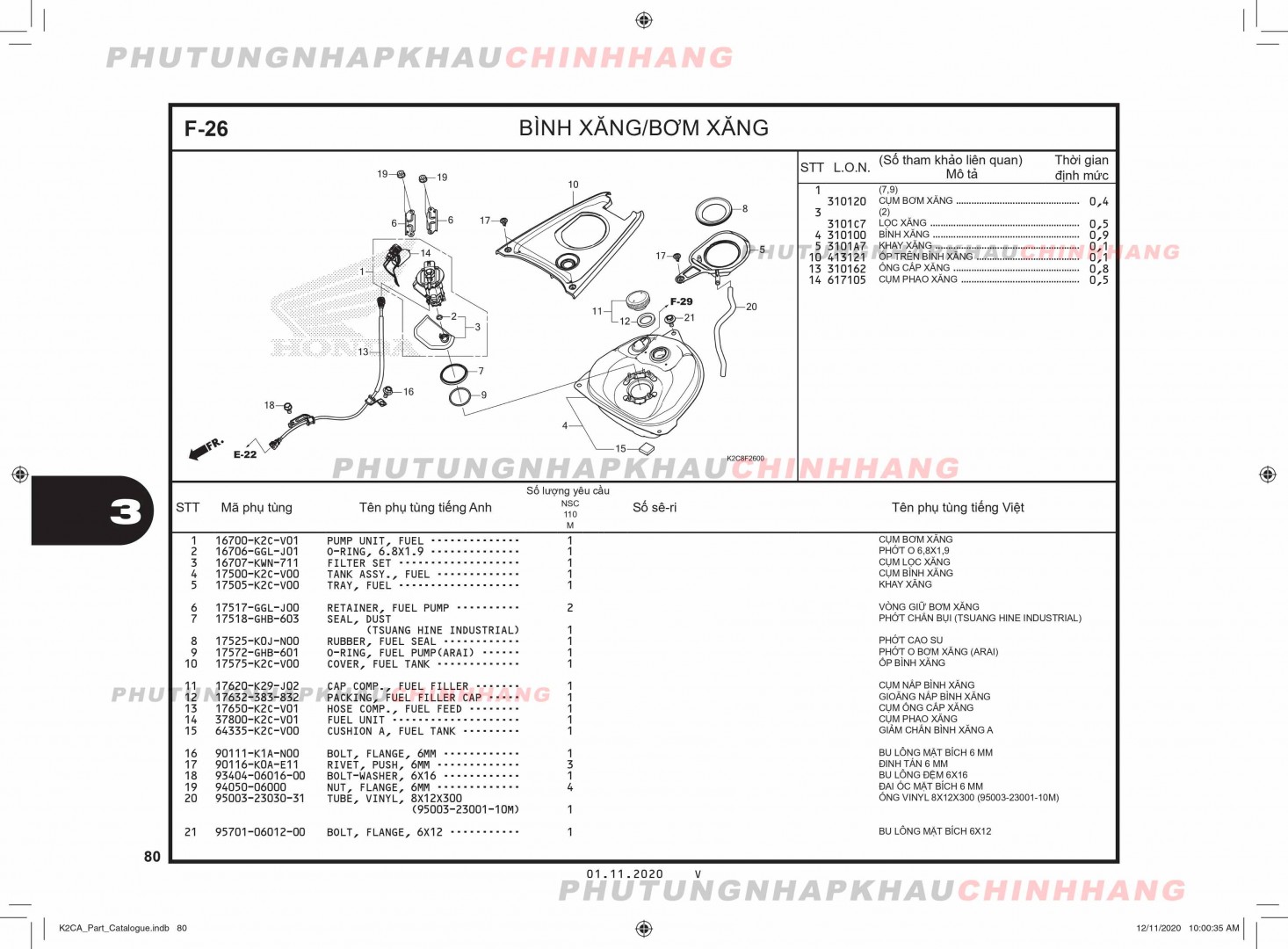 F26 - BÌNH XĂNG BƠM XĂNG - HONDA VISION 110 (K2C)