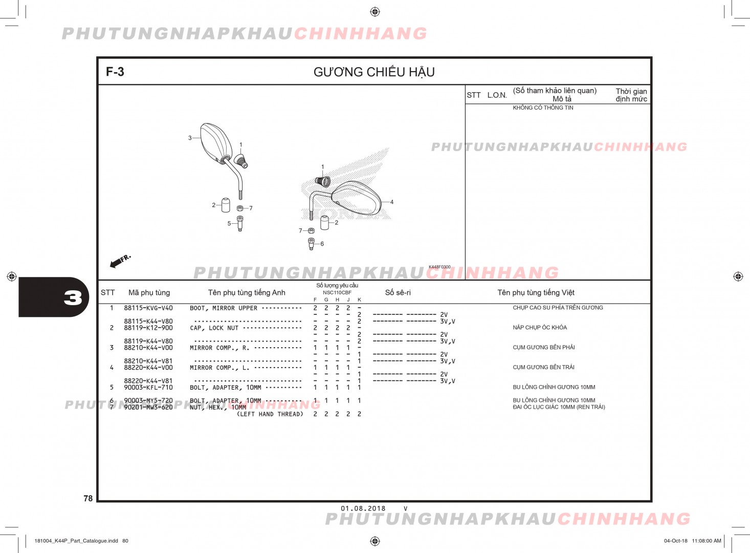 F3 - GƯƠNG CHIẾU HẬU - HONDA VISION 110 (K44)