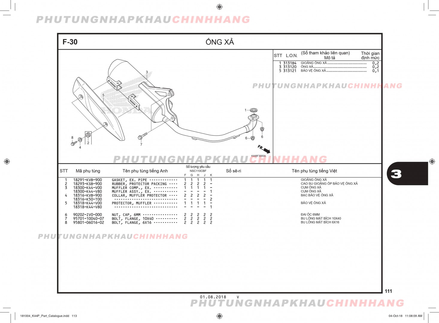 F30 - ỐNG XẢ - HONDA VISION 110 (K44)