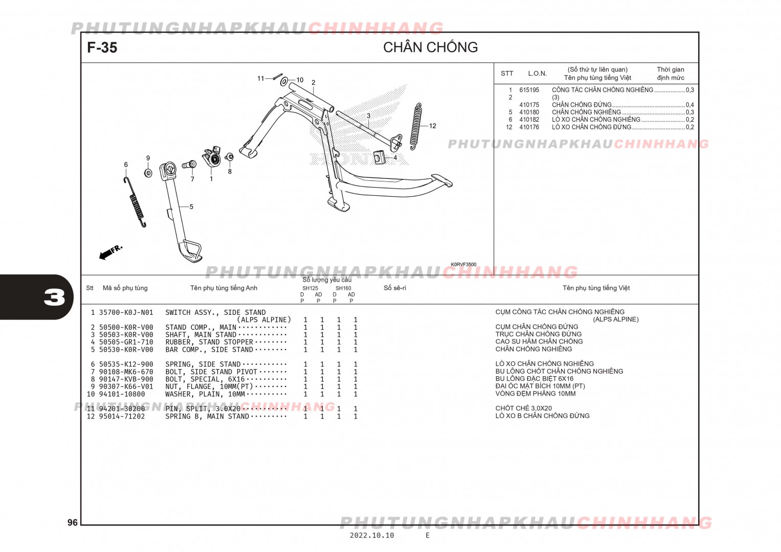 F35 - CHÂN CHỐNG - HONDA SH 125-160 (K0R-K0S)