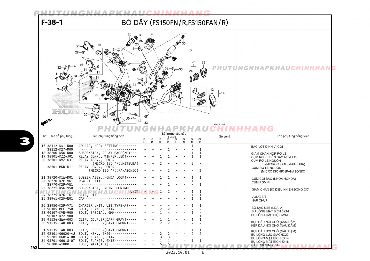 F38-1 - DÂY ĐIỆN SƯỜN - HONDA WINNER X V3 V4 (K2P) 2