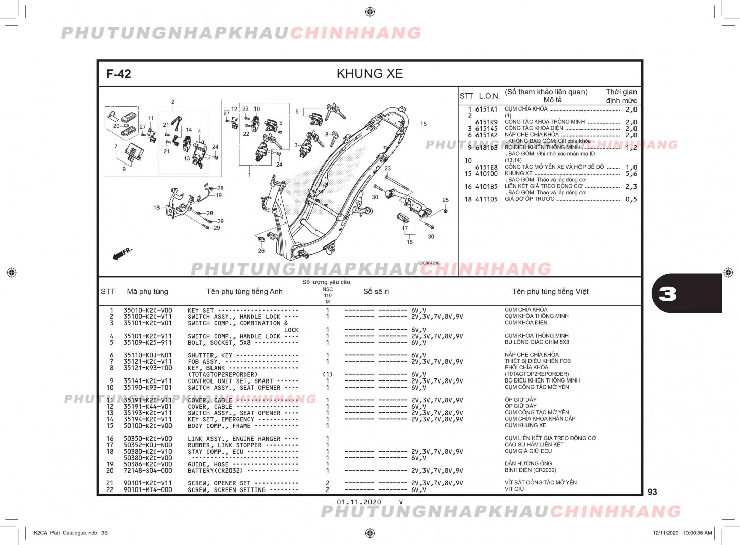 F42 - KHUNG XE  - HONDA VISION 110 (K2C)