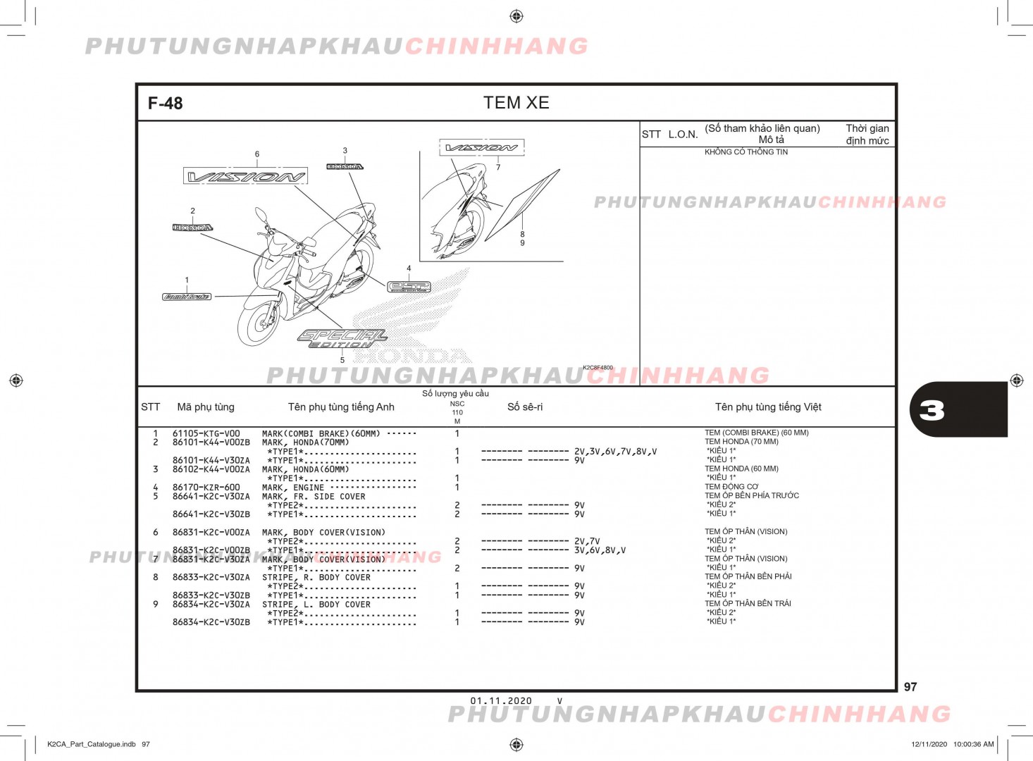 F48 - TEM XE  - HONDA VISION 110 (K2C)