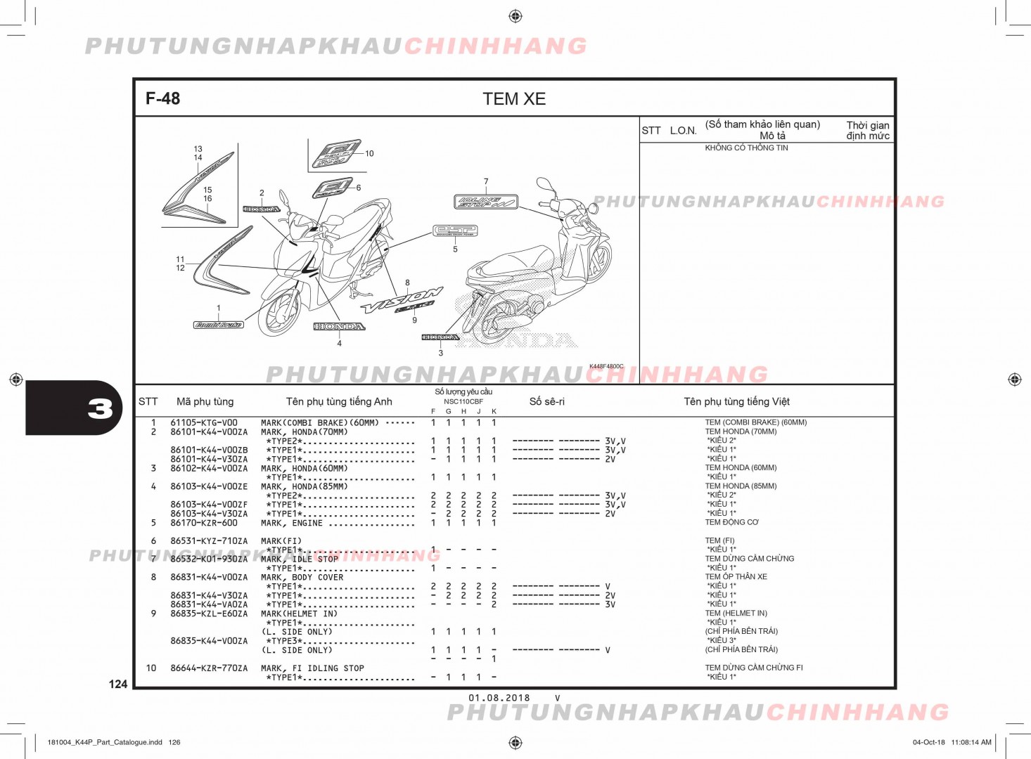 F48 - TEM XE - HONDA VISION 110 (K44)