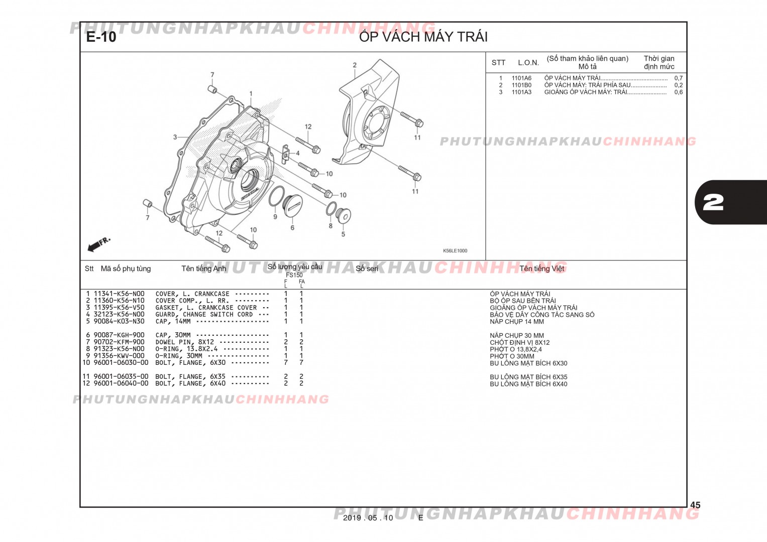 E10 - ỐP VÁCH MÁY TRÁI - HONDA WINNER X V2 2019 (K56L)