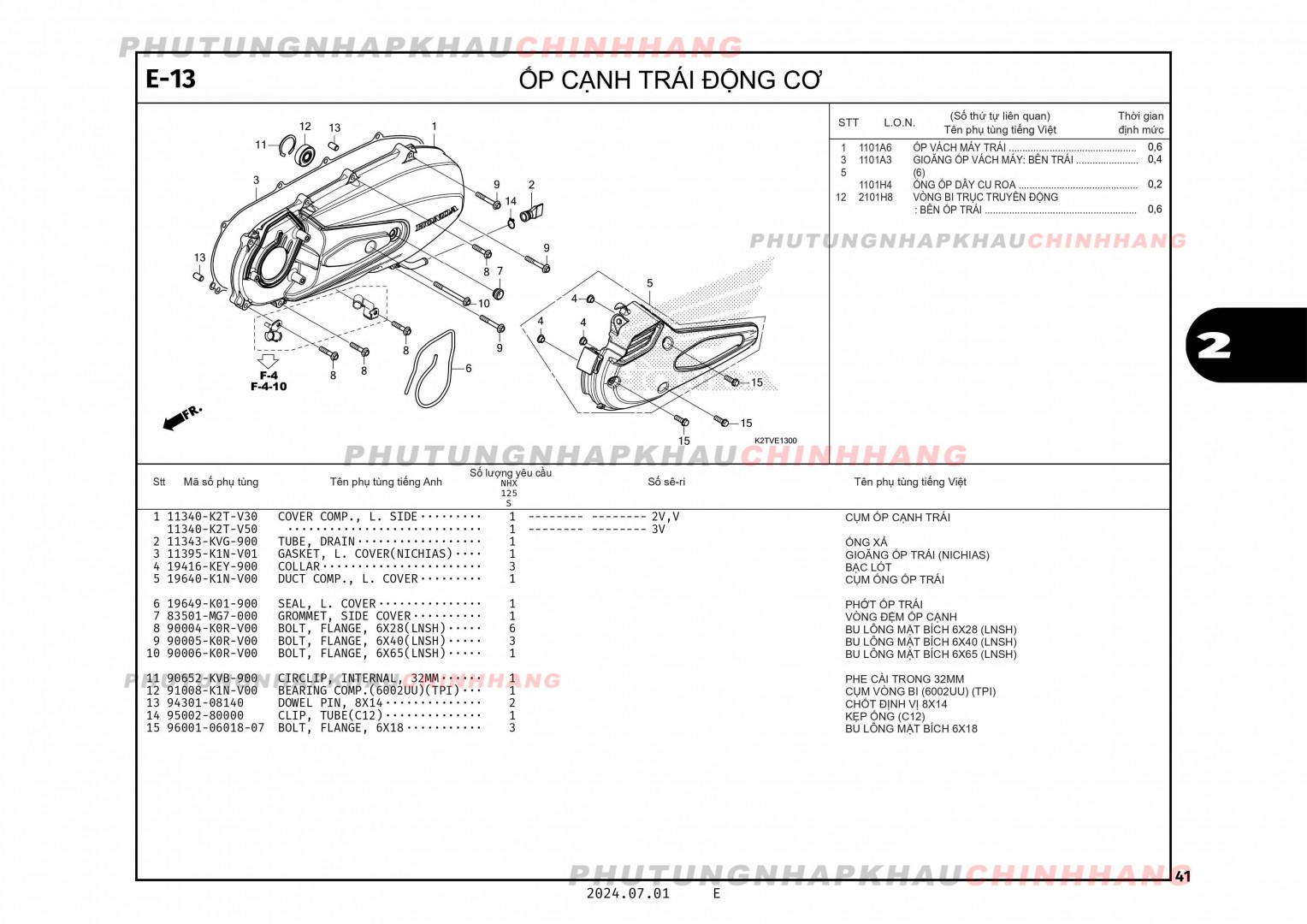 E13 - ỐP CẠNH TRÁI ĐỘNG CƠ - HONDA LEAD 125 4VAL 2025 (K2TS)