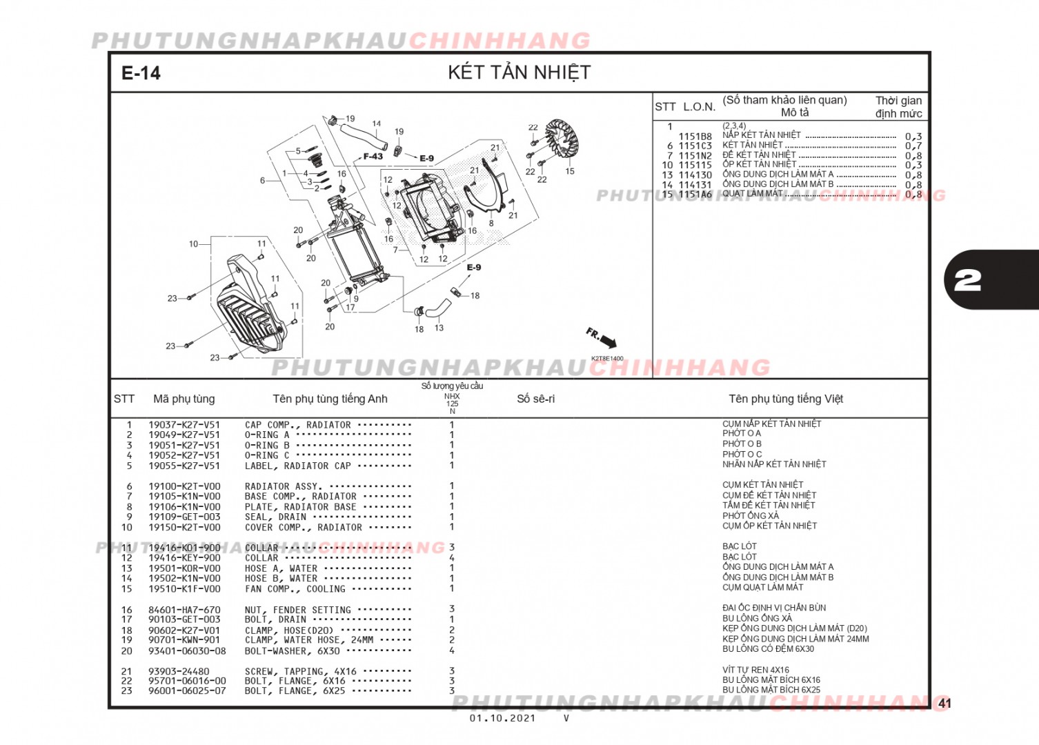 E14 - KÉT TẢN NHIỆT - HONDA LEAD 125 4VAL (K2T)