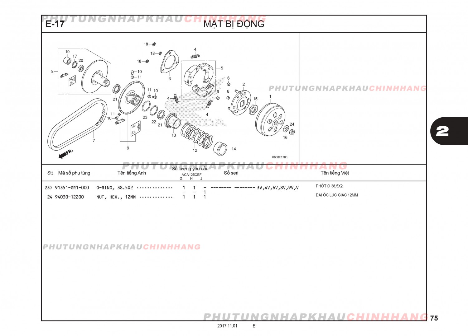 E17 - MẶT BỊ ĐỘNG - HONDA AIR BLADE 125 2016 (K66)