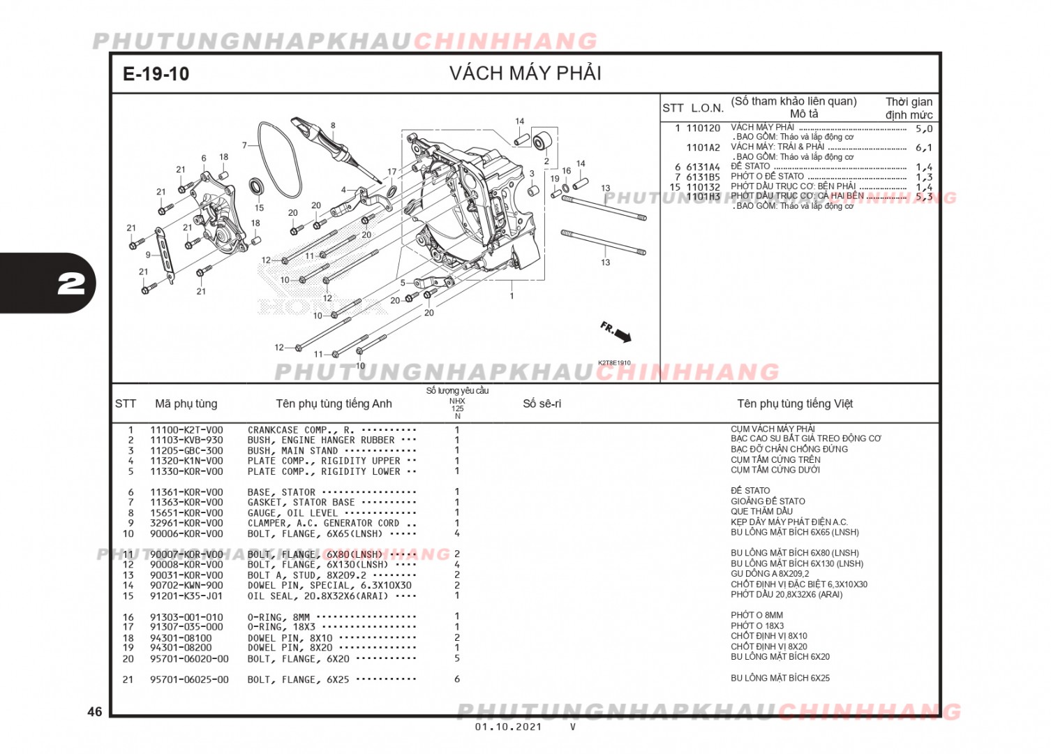 E19-10 - VÁCH MÁY PHẢI - HONDA LEAD 125 4VAL (K2T)