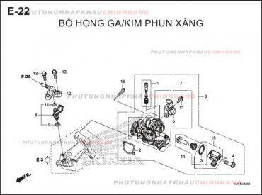 E22 – BỘ HỌNG GA KIM PHUN – HONDA AIR BLADE 125-150 2020 (K1G-K1F)