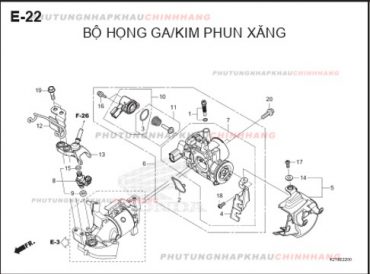 E22 – BỘ HỌNG GA KIM PHUN – HONDA LEAD 125 4VAL (K2T)