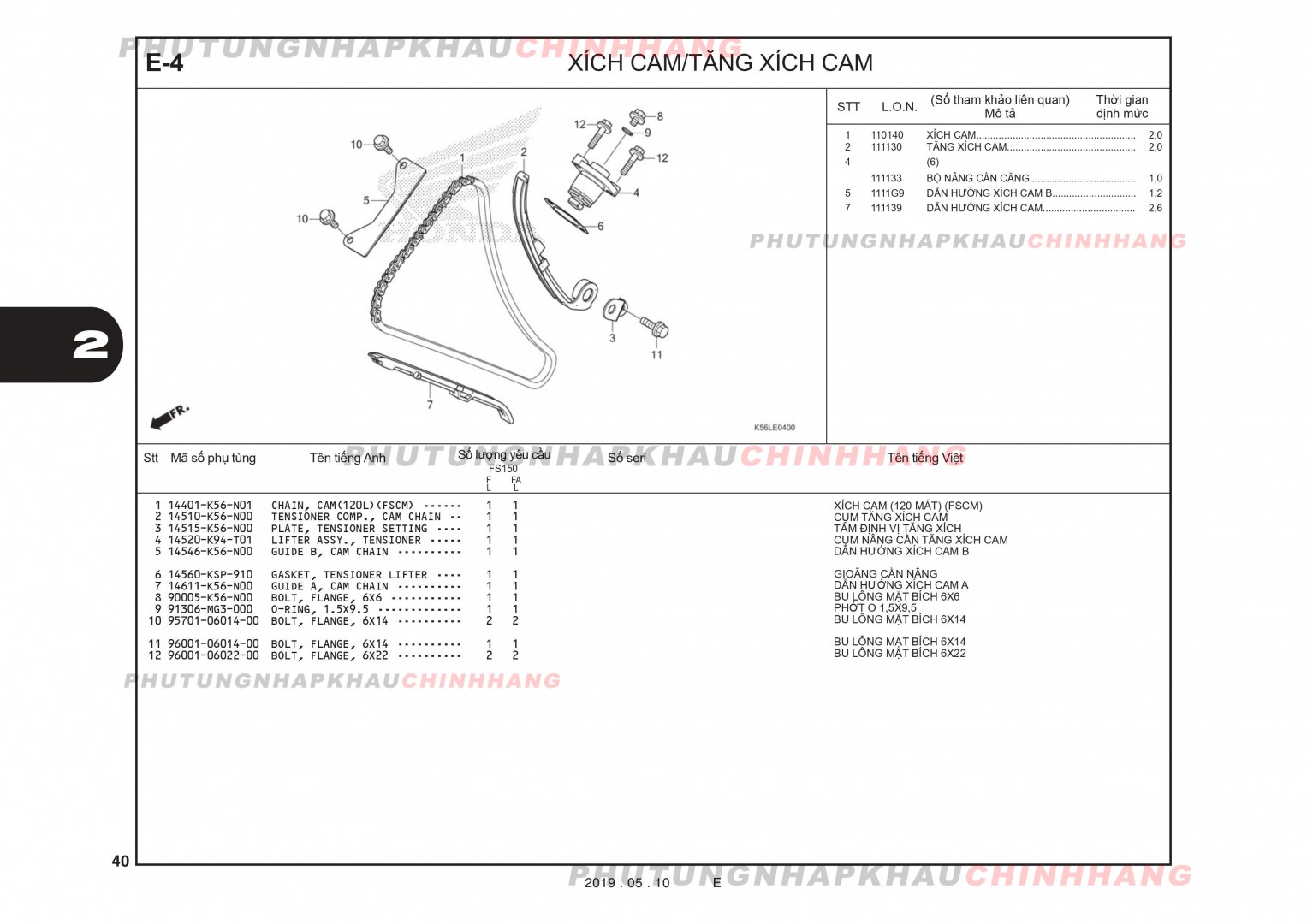 E4 - XÍCH CAM - HONDA WINNER X V2 2019 (K56L)