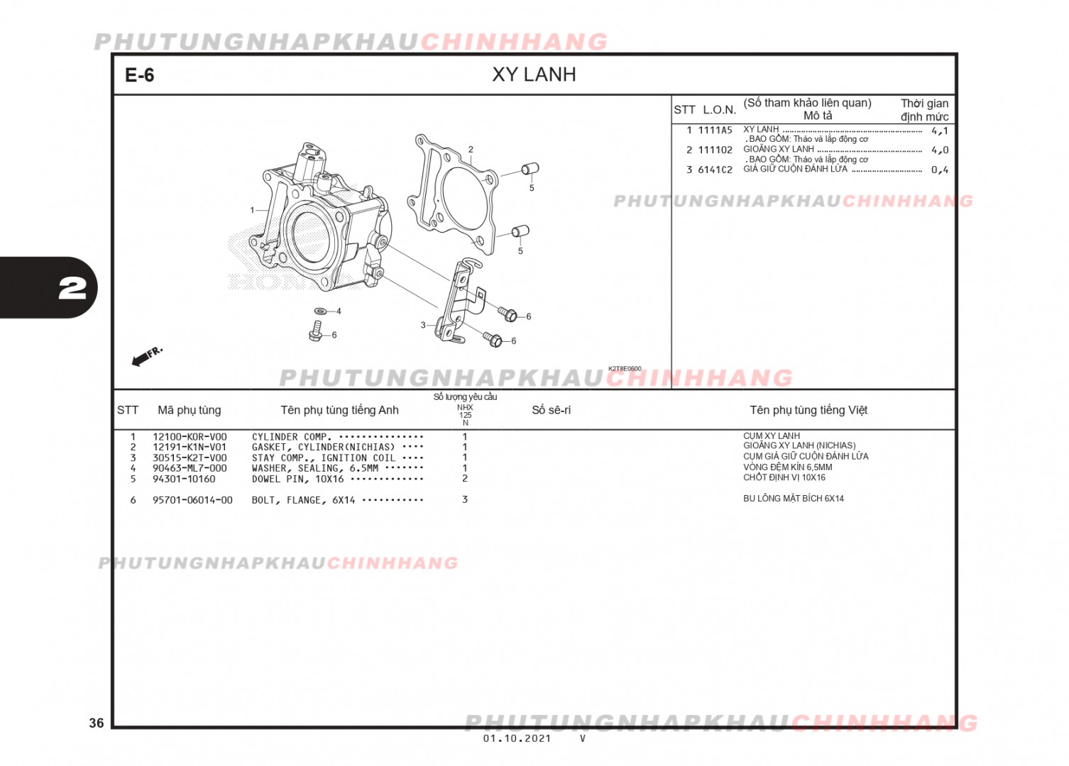 E6 - XY LANH - HONDA LEAD 125 4VAL (K2T)