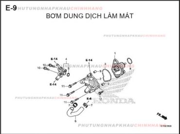 E9 – BƠM DUNG DỊCH LÀM MÁT – HONDA AIR BLADE 125-150 2020 (K1G-K1F)