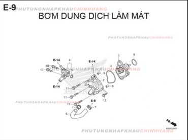 E9 – BƠM NƯỚC LÀM MÁT – HONDA AIR BLADE 125 2016 (K66)