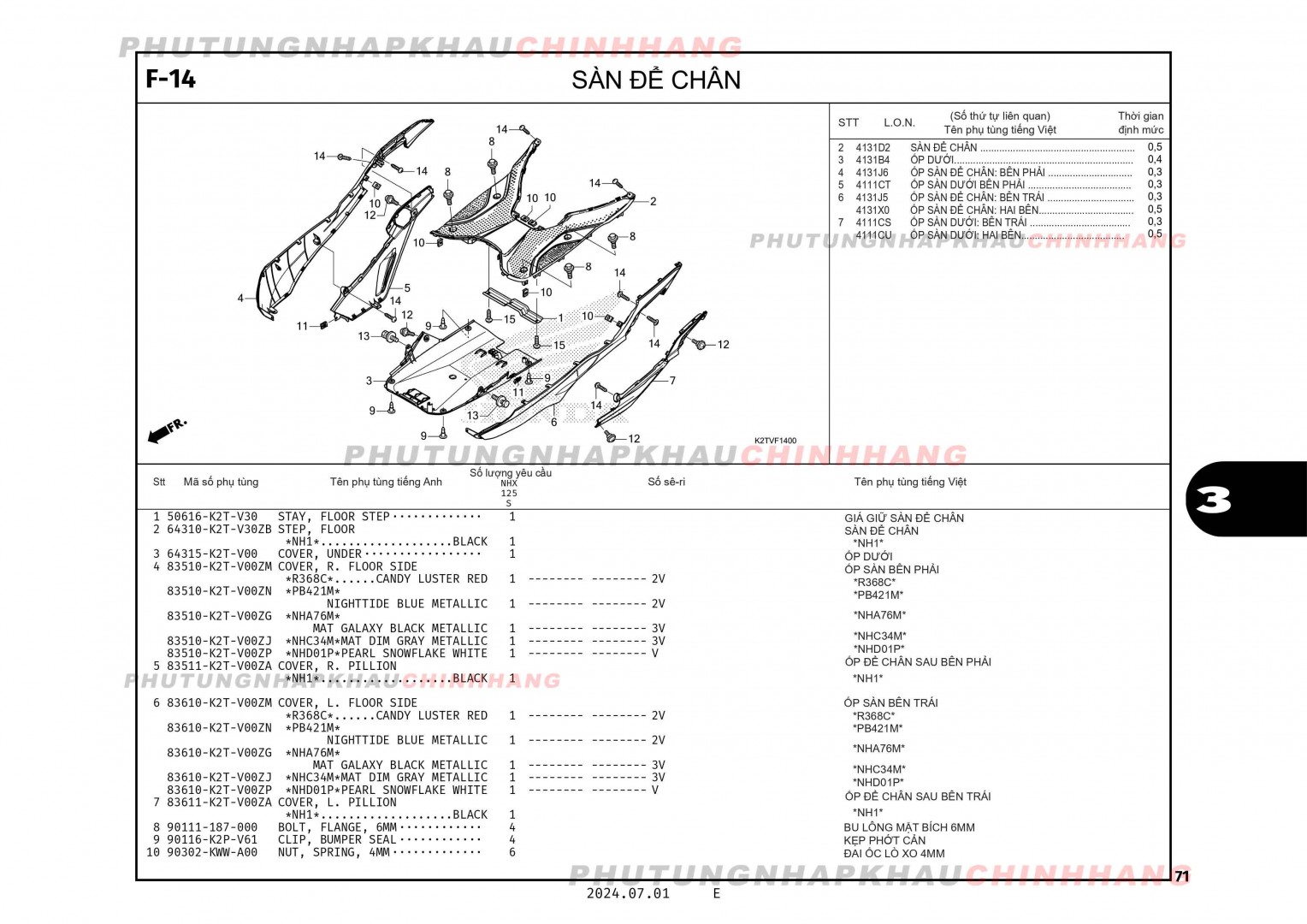 F14 - SÀN ĐỂ CHÂN - HONDA LEAD 125 4VAL 2025 (K2TS)