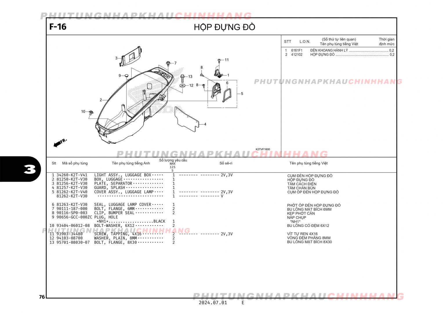 F16 - HỘP ĐỰNG ĐỒ - HONDA LEAD 125 4VAL 2025 (K2TS)