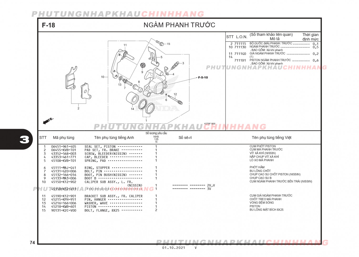 F18 - NGÀM PHANH TRƯỚC - HONDA LEAD 125 4VAL (K2T)