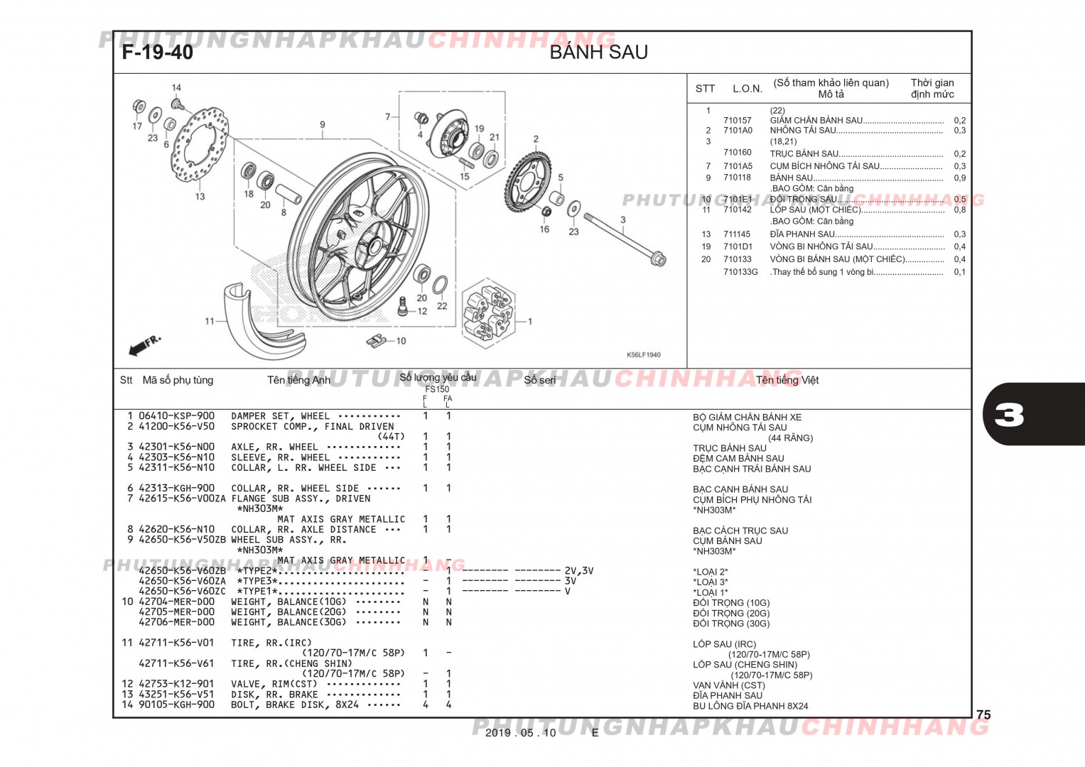 F19-40 - BÁNH SAU - HONDA WINNER X V2 2019 (K56L)