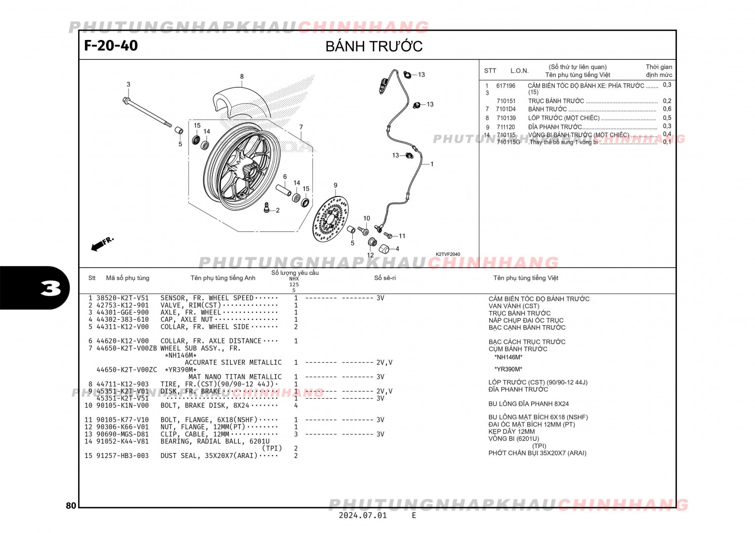 F20-40 - BÁNH TRƯỚC - HONDA LEAD 125 4VAL 2025 (K2TS)