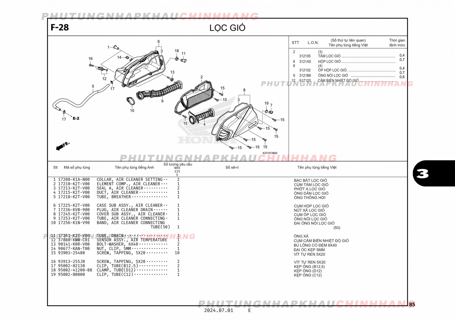 F28 - LỌC GIÓ - HONDA LEAD 125 4VAL 2025 (K2TS)