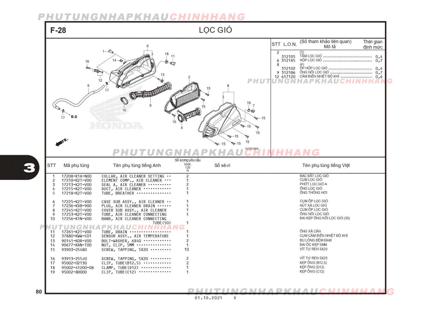 F28 - LỌC GIÓ - HONDA LEAD 125 4VAL (K2T)